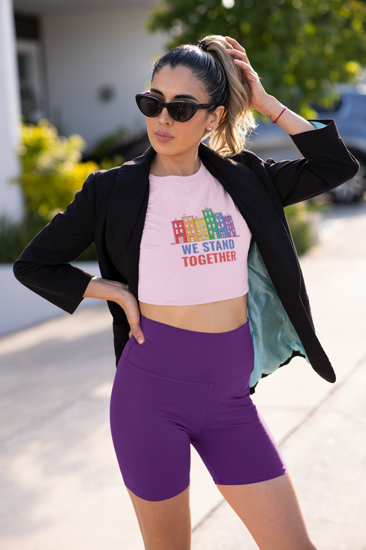 We Stand Together – Pride Crop Top for Women | LGBTQ+ Graphic Tee | 100% Cotton | 180 GSM | Regular Fit | Sustainable Print | Made in India