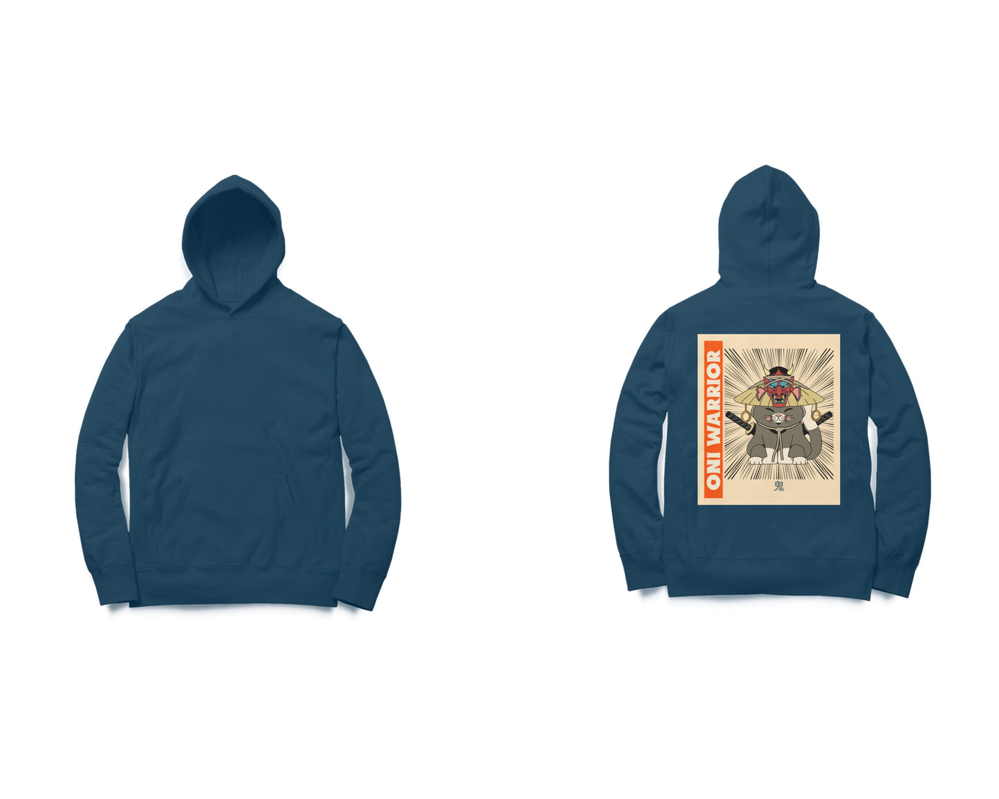 Oni Warrior Graphic Hoodie, 320 GSM Cotton, Unisex Oversized Fit (3 colours x 5 sizes)