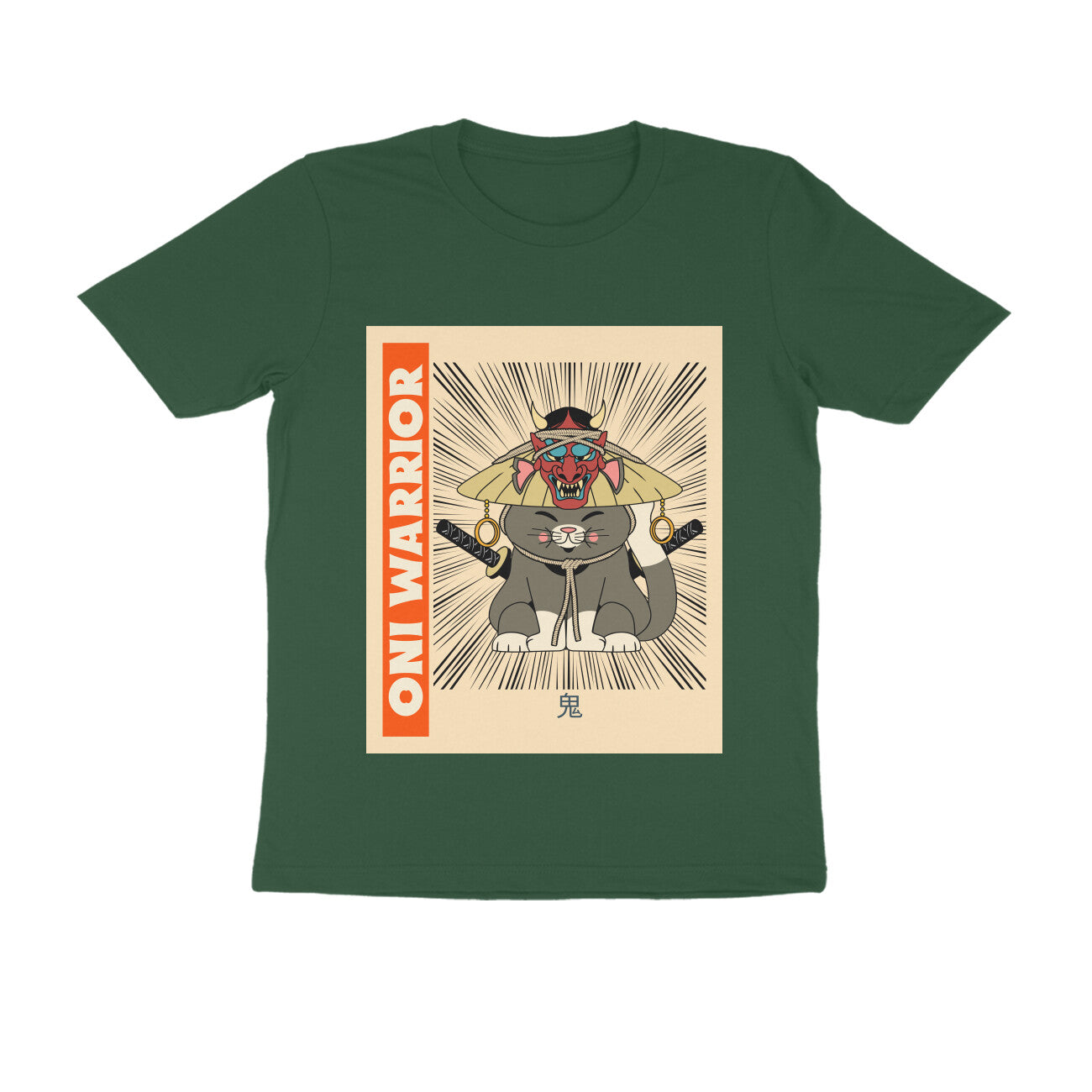 Men's Oni Warrior Graphic T-Shirt, Regular Fit, 100% Cotton, 180 GSM, Bio Washed (7 colours x 8 sizes)