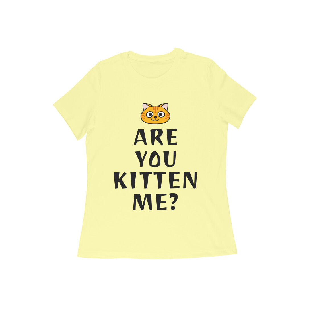 Women's Cotton Graphic T-Shirt, Regular Fit, Playful Cat Print, 180 GSM (10 colours x 9 sizes)
