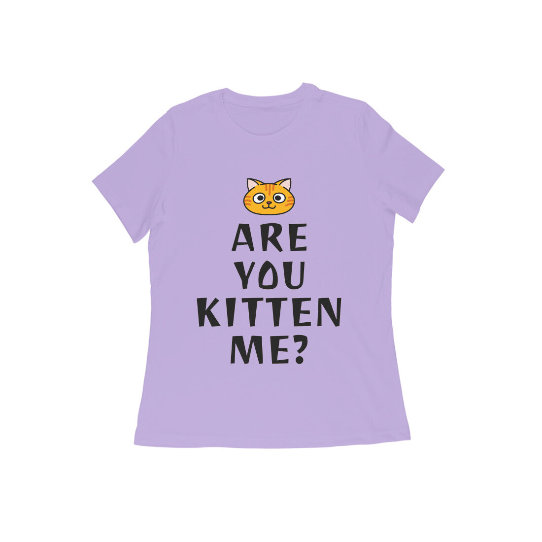 Women's Cotton Graphic T-Shirt, Regular Fit, Playful Cat Print, 180 GSM (10 colours x 9 sizes)
