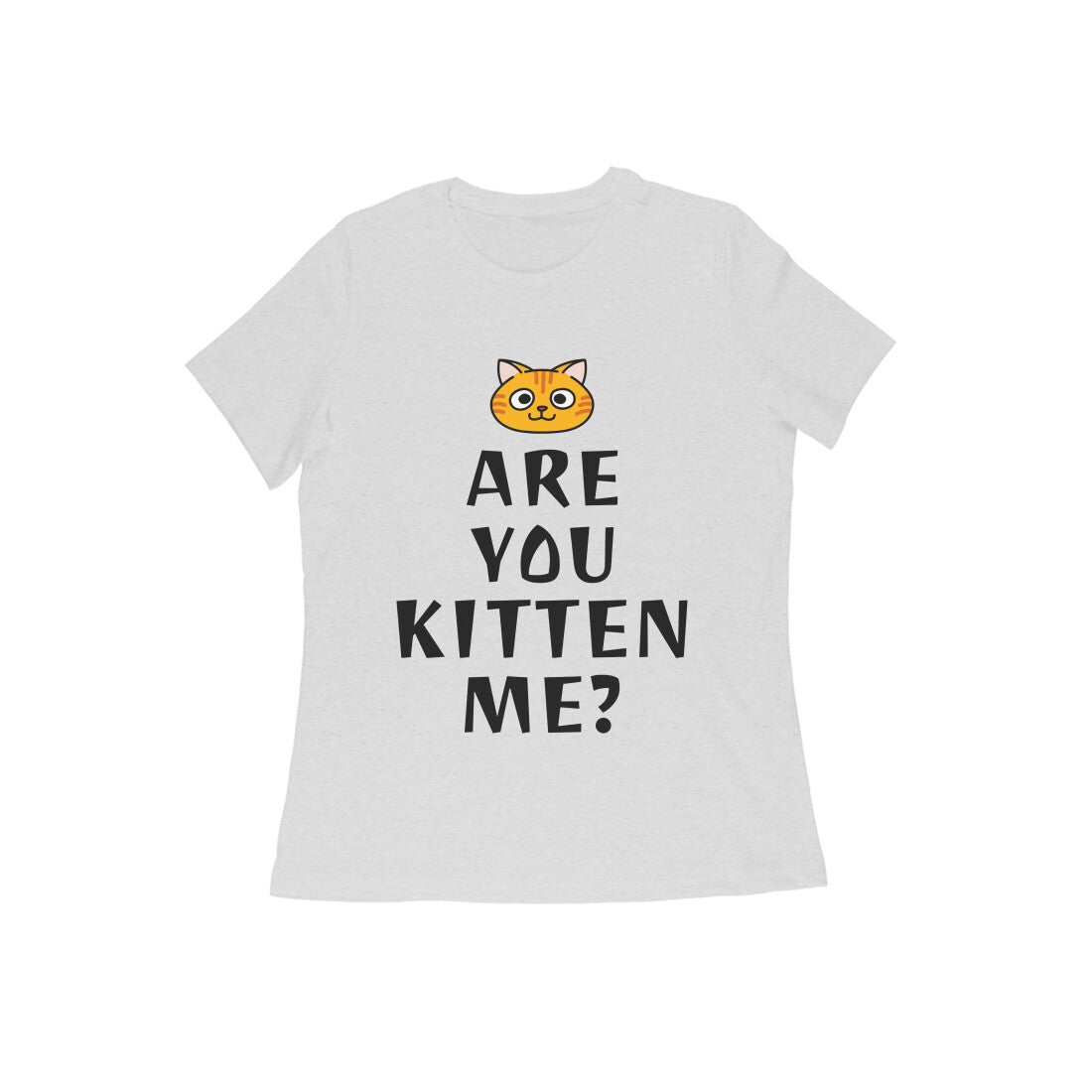Women's Cotton Graphic T-Shirt, Regular Fit, Playful Cat Print, 180 GSM (10 colours x 9 sizes)