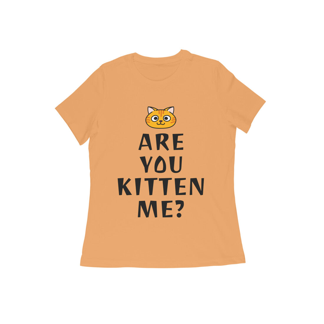 Women's Cotton Graphic T-Shirt, Regular Fit, Playful Cat Print, 180 GSM (10 colours x 9 sizes)