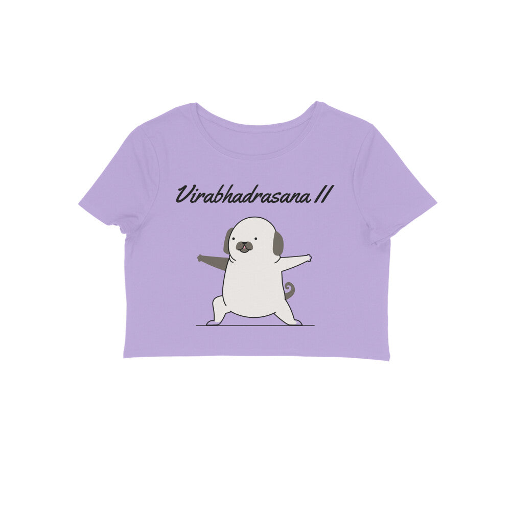Women's Virabhadrasana II Yoga Pug Crop Top, 100% Cotton, 180 GSM (9 colours x 6 sizes)