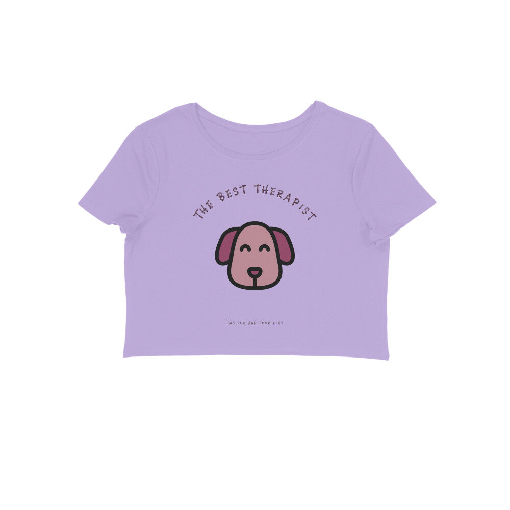 Women's The Best Therapist Dog Graphic Crop Top, 180 GSM Cotton, Bio-washed (9 colours x 6 sizes)