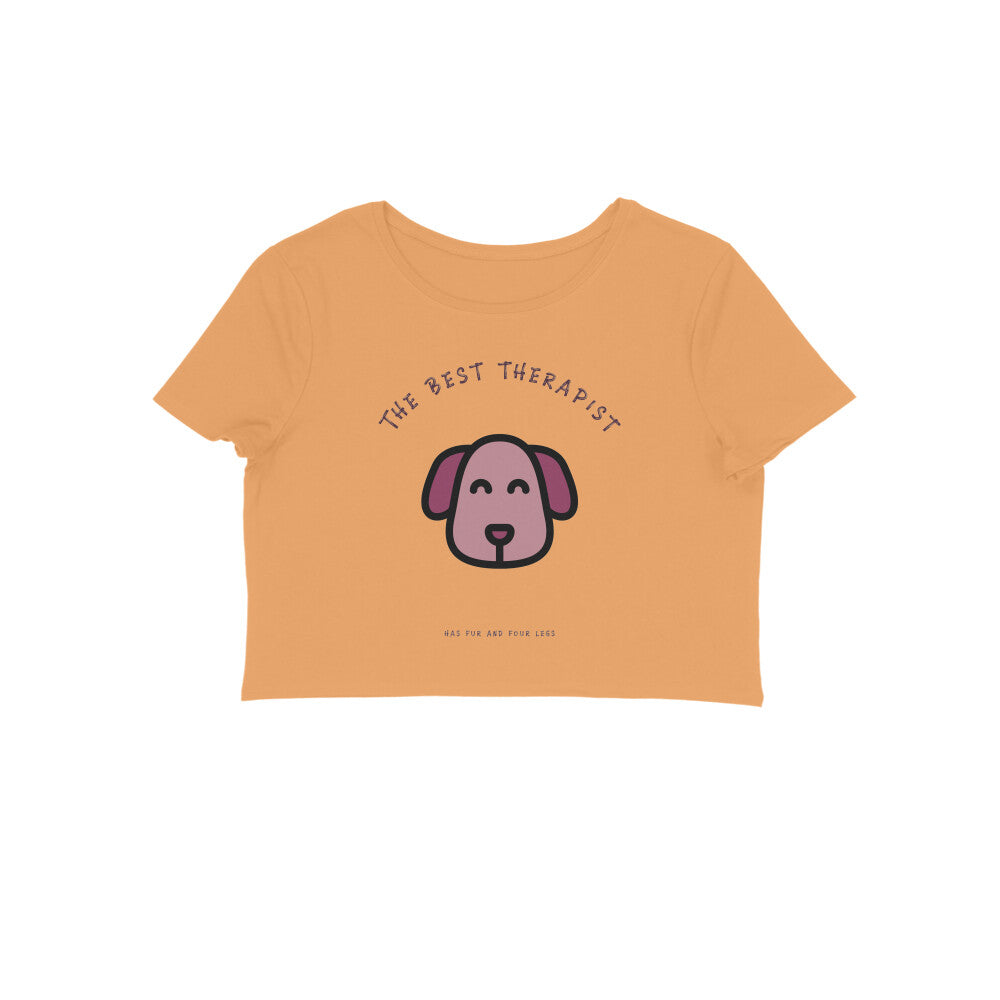 Women's The Best Therapist Dog Graphic Crop Top, 180 GSM Cotton, Bio-washed (9 colours x 6 sizes)