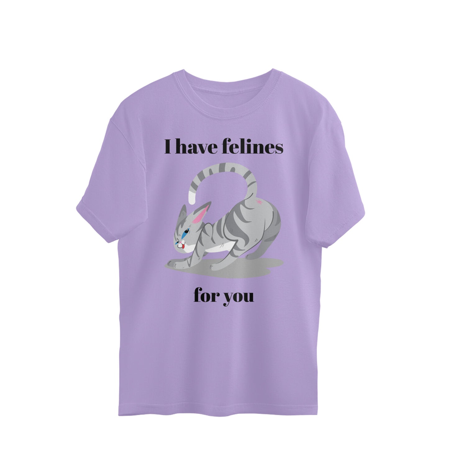 Unisex Oversized Cotton T-shirt, I Have Felines For You Print, 220 GSM (5 colors, 5 sizes)