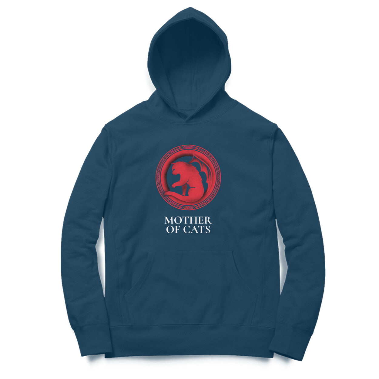 Mother of Cats Unisex Cotton Hoodie, Oversized Fit, Red Print, 320 GSM (2 colours x 5 sizes)
