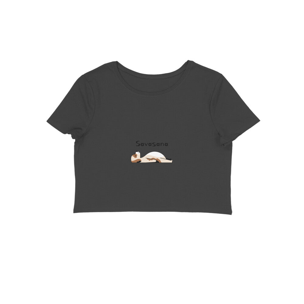 Women's Savasana Yoga Crop Top, Cotton, Puppy Print Design, 180 GSM (12 colours x 6 sizes)