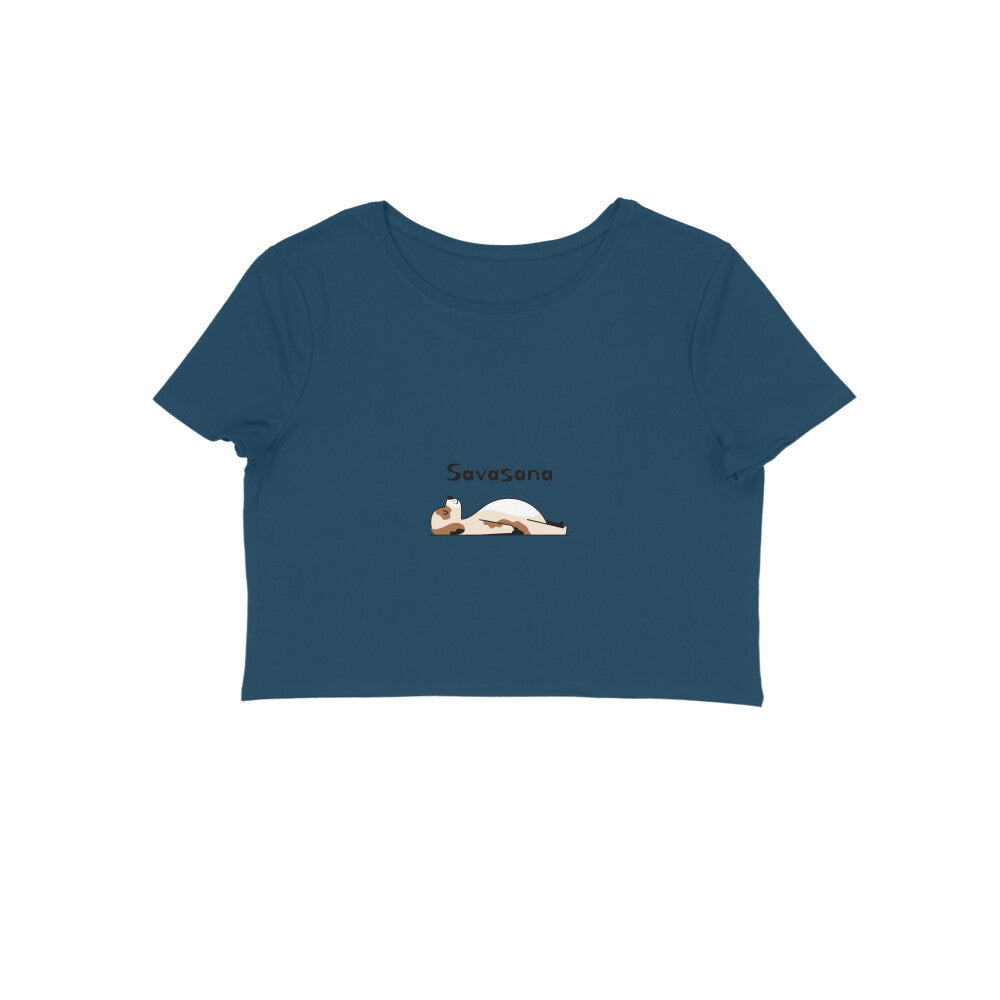 Women's Savasana Yoga Crop Top, Cotton, Puppy Print Design, 180 GSM (12 colours x 6 sizes)