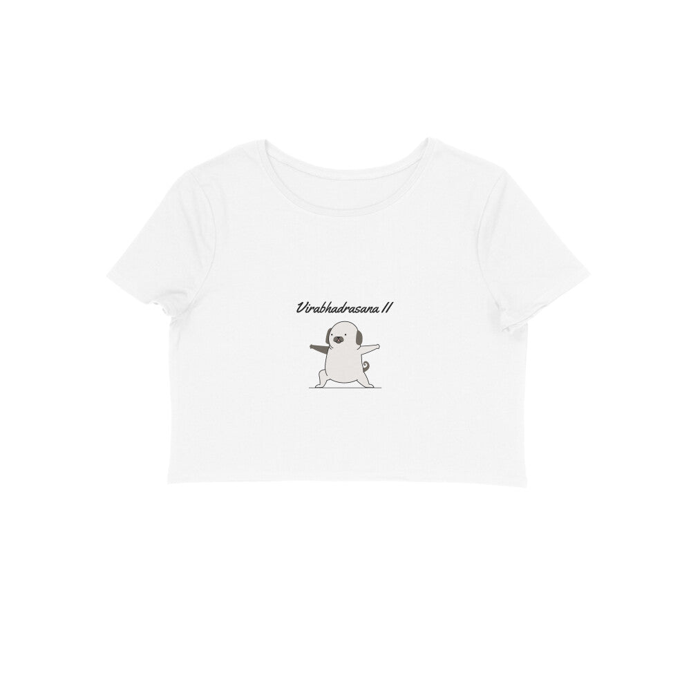 Women's Virabhadrasana II Yoga Pug Crop Top, 100% Cotton, 180 GSM (8 colours x 6 sizes)