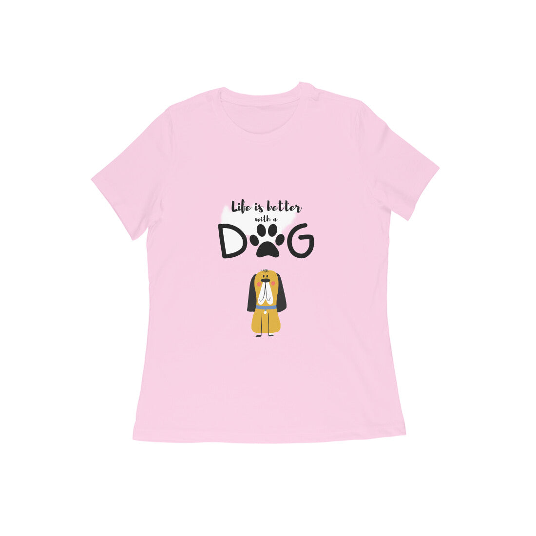 Women's Cotton Graphic Print T-Shirt with Dog Design, Regular Fit, 100% Cotton (11 colours x 9 sizes)