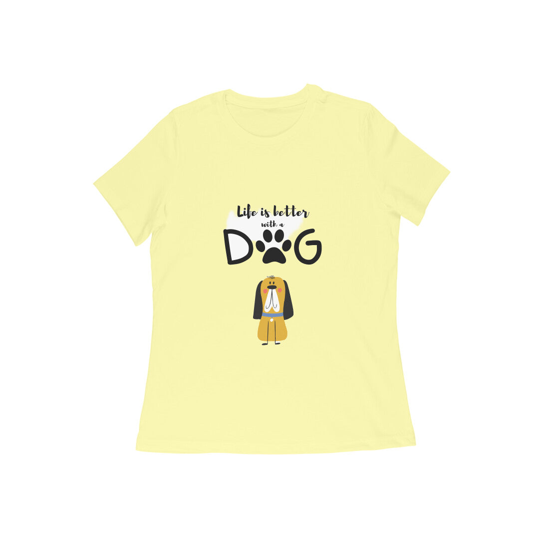 Women's Cotton Graphic Print T-Shirt with Dog Design, Regular Fit, 100% Cotton (11 colours x 9 sizes)