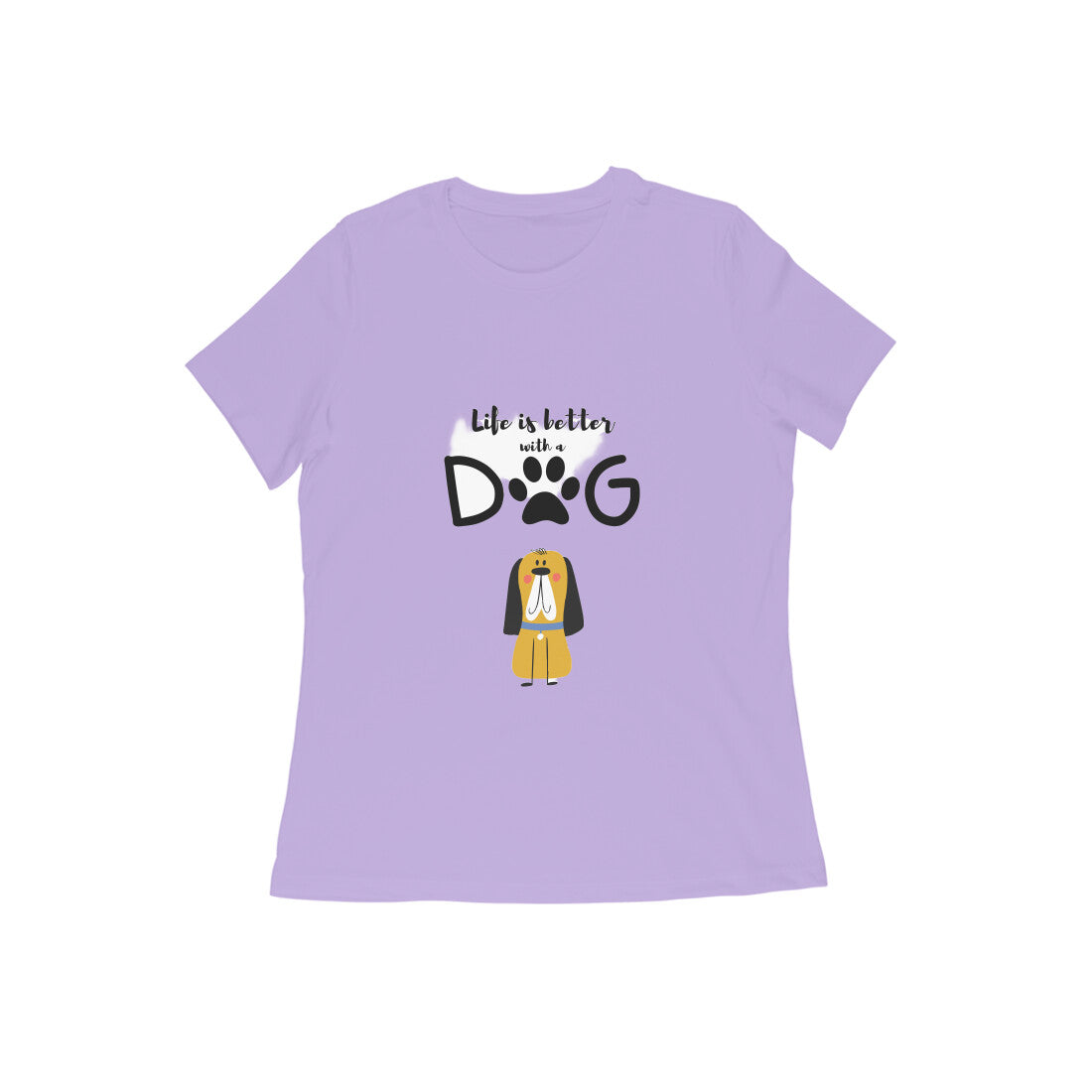 Women's Cotton Graphic Print T-Shirt with Dog Design, Regular Fit, 100% Cotton (11 colours x 9 sizes)