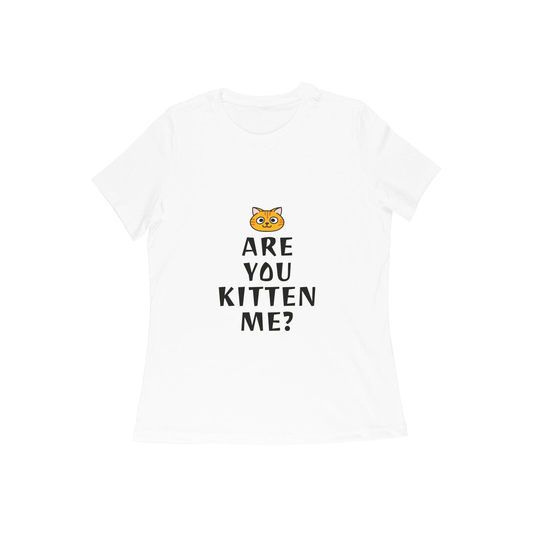Women's Cotton Graphic T-Shirt, Regular Fit, Playful Cat Print, 180 GSM (9 colours x 9 sizes)