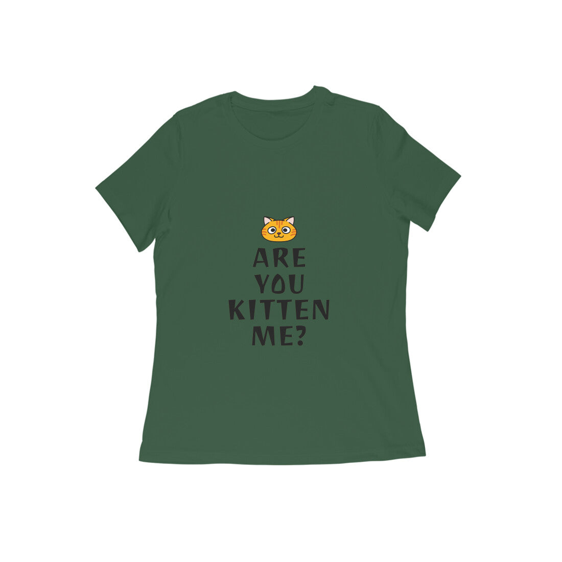 Women's Cotton Graphic T-Shirt, Regular Fit, Playful Cat Print, 180 GSM (9 colours x 9 sizes)