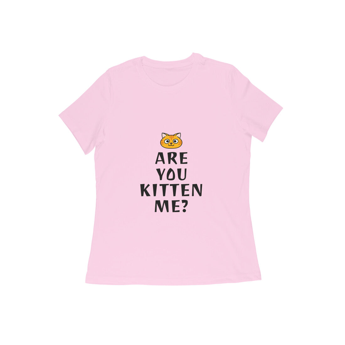 Women's Cotton Graphic T-Shirt, Regular Fit, Playful Cat Print, 180 GSM (9 colours x 9 sizes)