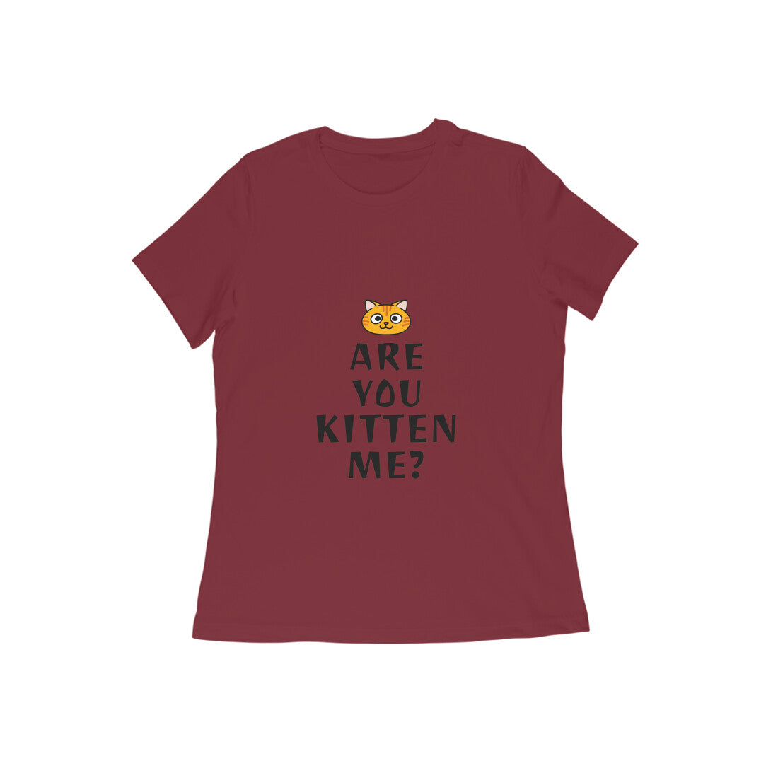 Women's Cotton Graphic T-Shirt, Regular Fit, Playful Cat Print, 180 GSM (9 colours x 9 sizes)