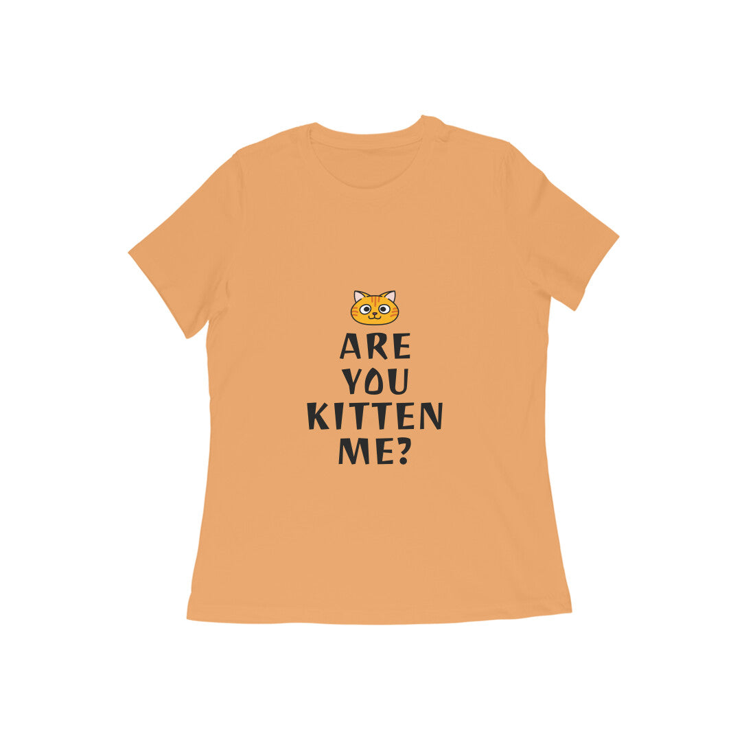 Women's Cotton Graphic T-Shirt, Regular Fit, Playful Cat Print, 180 GSM (9 colours x 9 sizes)