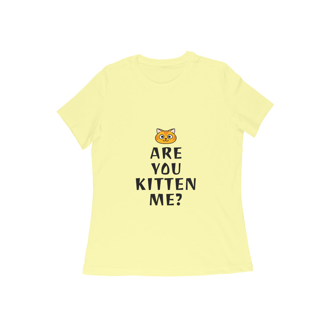Women's Cotton Graphic T-Shirt, Regular Fit, Playful Cat Print, 180 GSM (9 colours x 9 sizes)