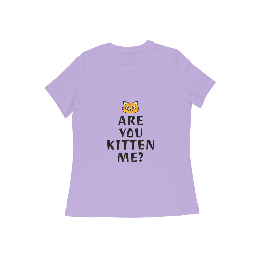 Women's Cotton Graphic T-Shirt, Regular Fit, Playful Cat Print, 180 GSM (9 colours x 9 sizes)