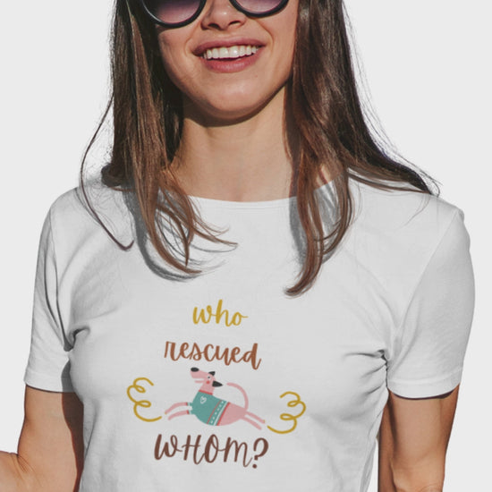 Women’s who rescued whom dog crop top Merch4Good India