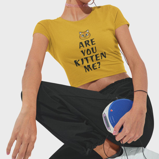 Women’s Are You Kitten Me cat graphic crop top by Merch4Good