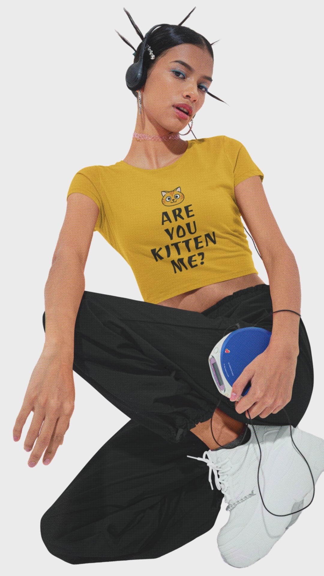 Women’s Are You Kitten Me cat graphic crop top by Merch4Good
