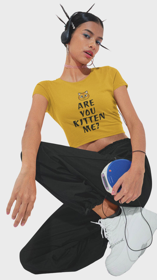 Women’s Are You Kitten Me cat graphic crop top by Merch4Good