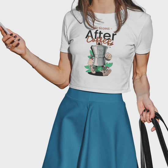 Women life begins after coffee crop top merch4good India