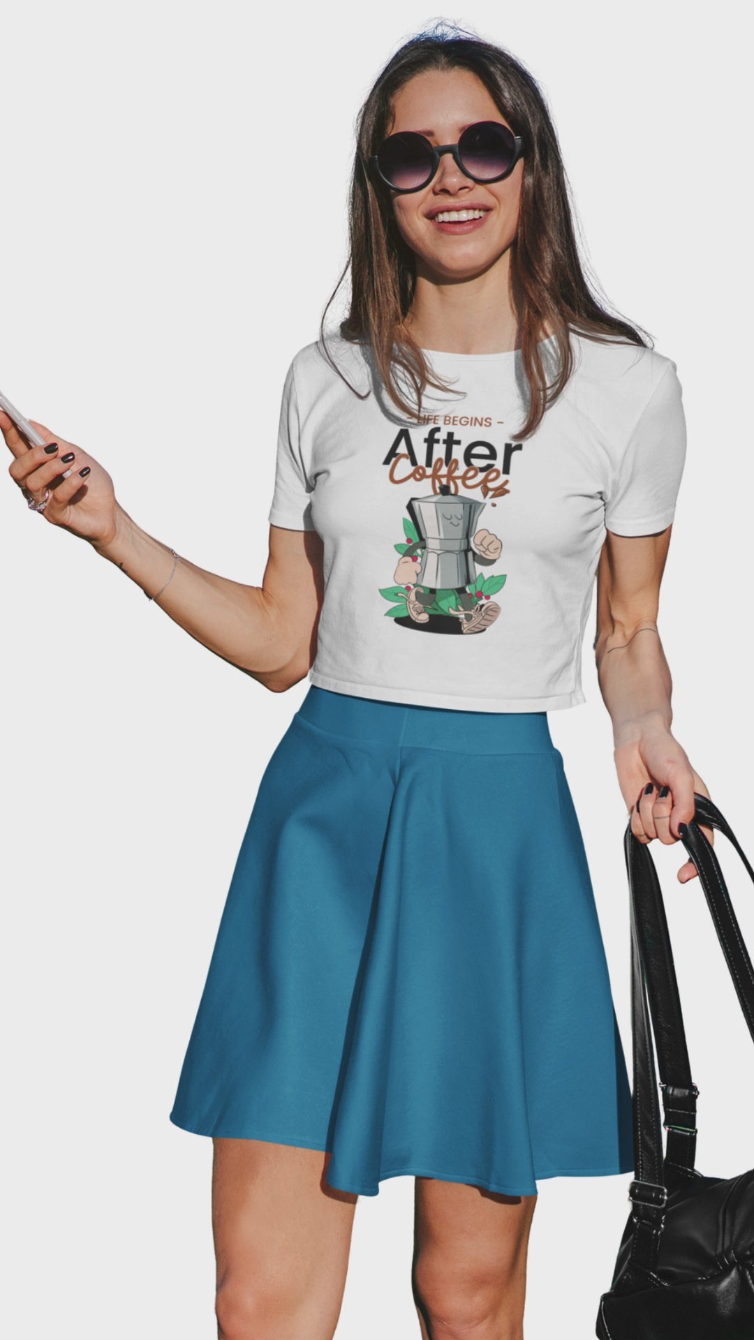 Women life begins after coffee crop top merch4good India