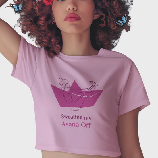 Women’s sweating my asana off yoga crop top Merch4Good India