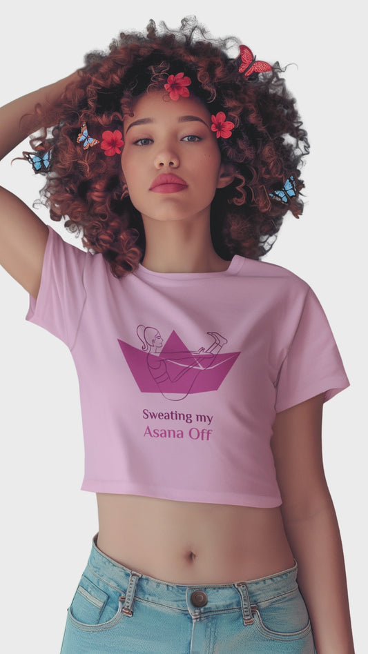Women’s sweating my asana off yoga crop top Merch4Good India