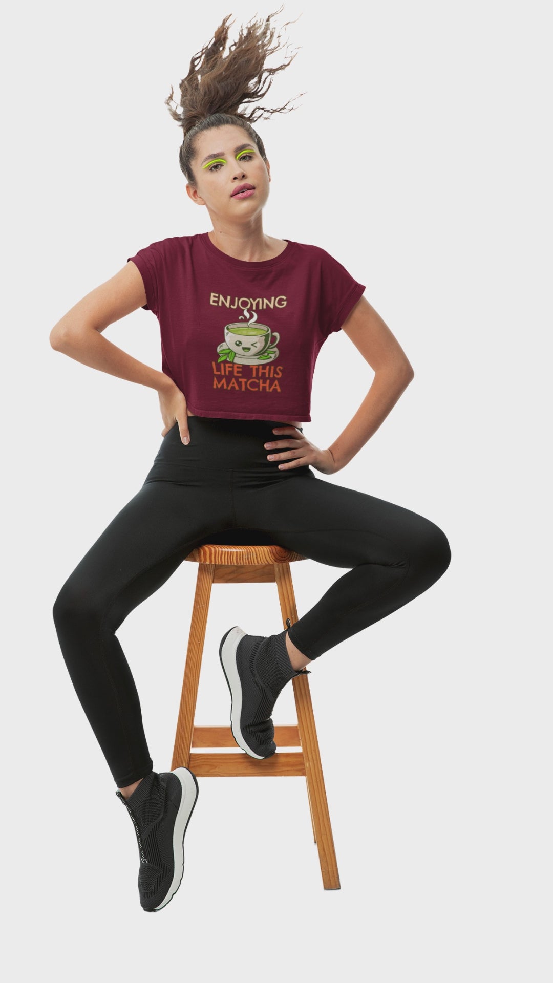 Women enjoying life this matcha crop top merch4good India