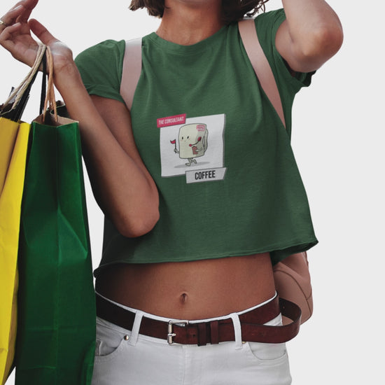 Women’s Consultant Coffee graphic crop top by Merch4Good