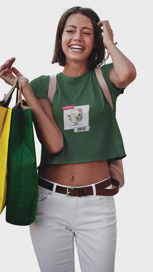 Women’s Consultant Coffee graphic crop top by Merch4Good
