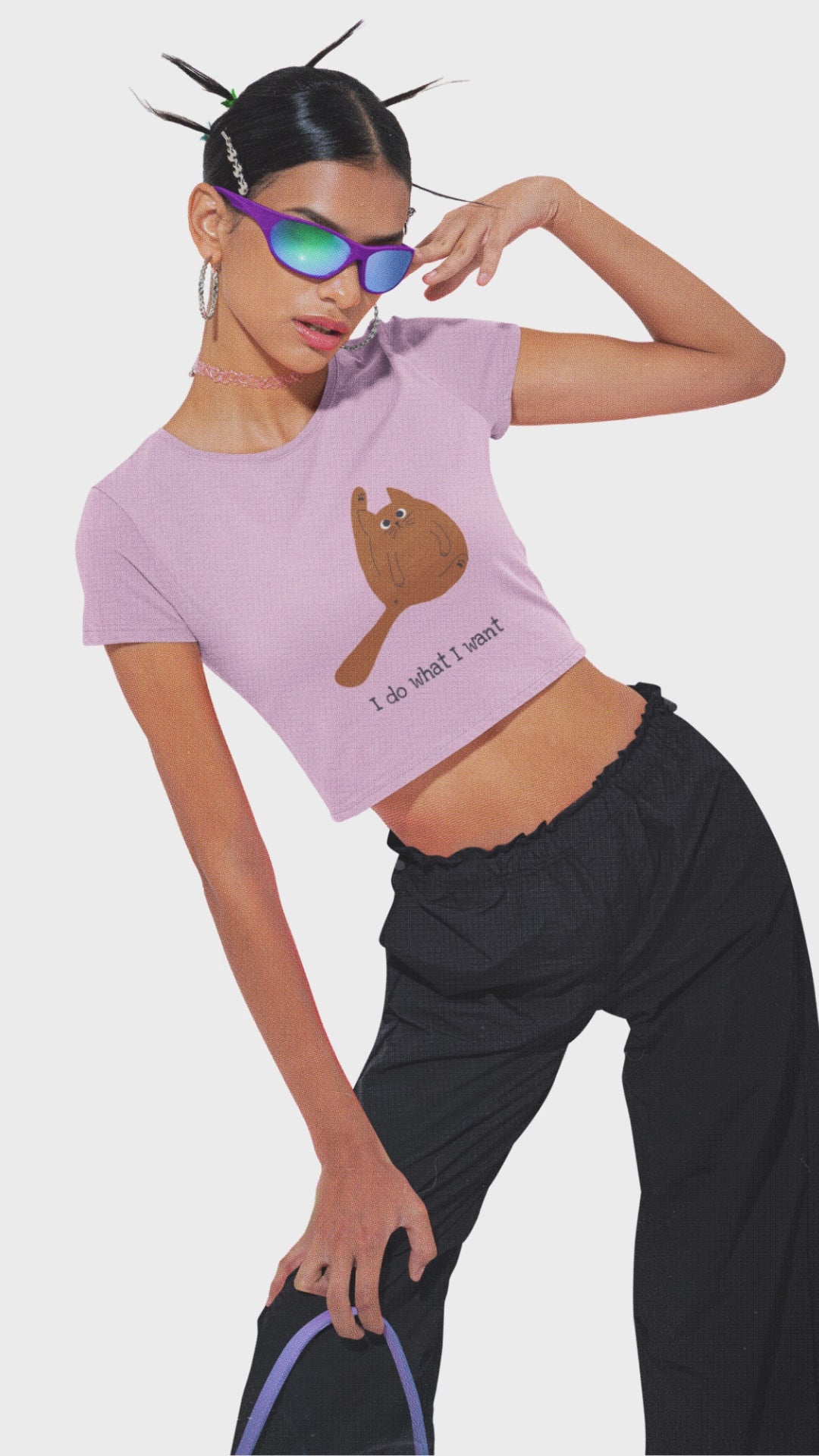 Women’s I Do What I Want cat graphic crop top by Merch4Good