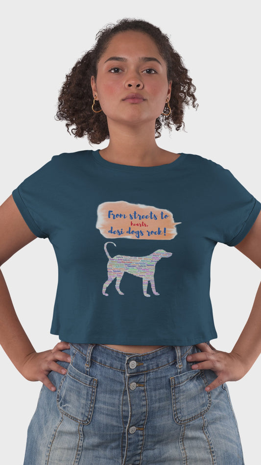 Women’s Indie dog community graphic crop top by Merch4Good India