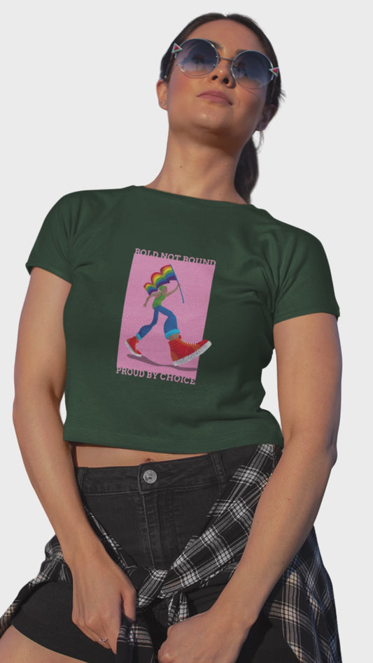 Women’s bold not bound pride crop top Merch4Good India