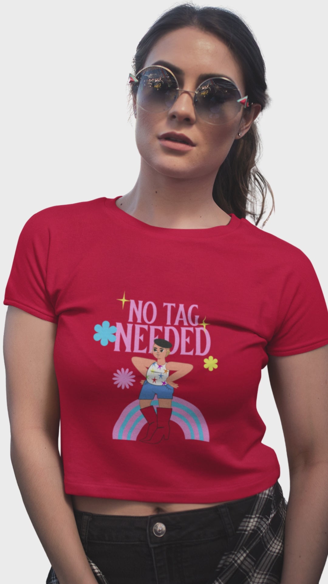Women’s no tag needed pride crop top Merch4Good India