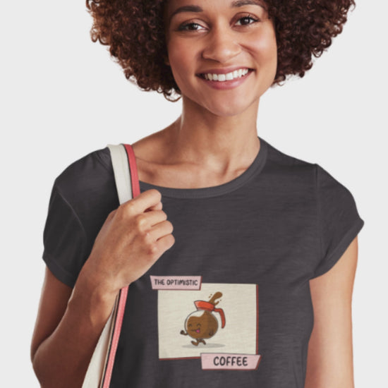 Women’s Optimistic Coffee graphic crop top by Merch4Good