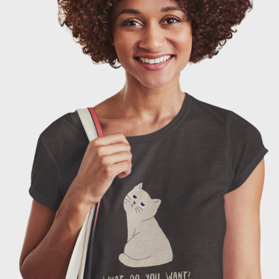 Women’s What Do You Want cat graphic crop top by Merch4Good