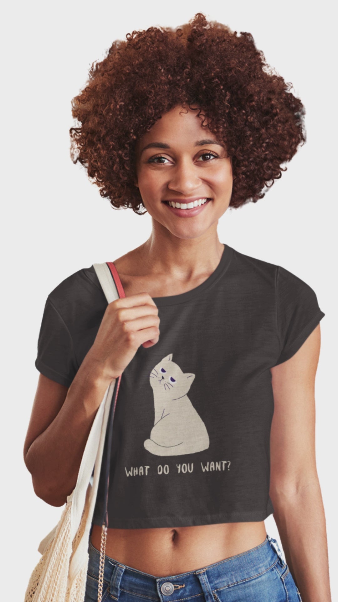 Women’s What Do You Want cat graphic crop top by Merch4Good