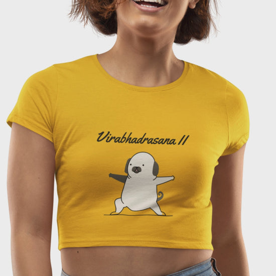 Women’s pug yoga crop top virabhadrasana Merch4Good India