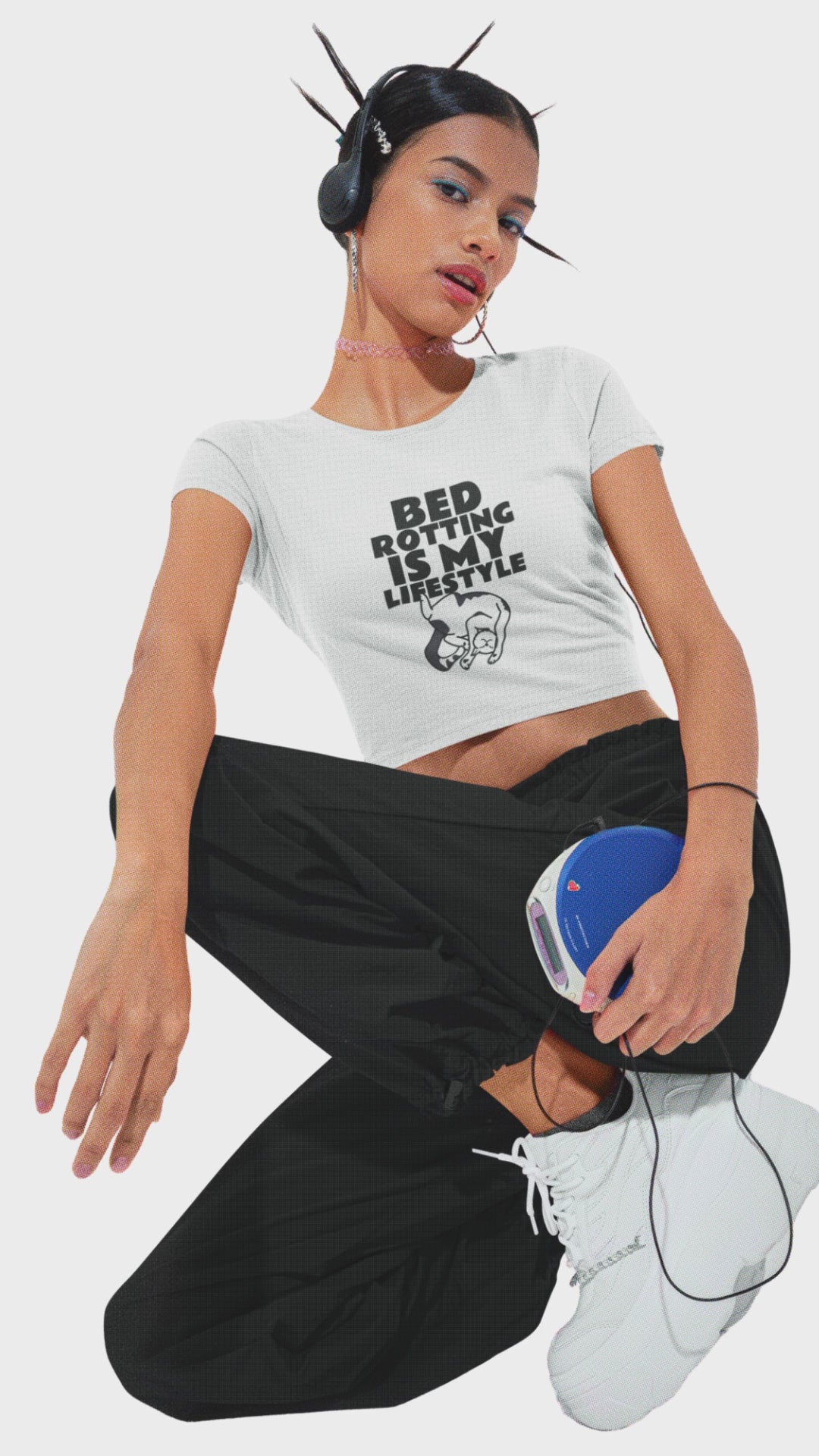 Women’s Bed Rotting Is My Lifestyle cat graphic crop top by Merch4Good