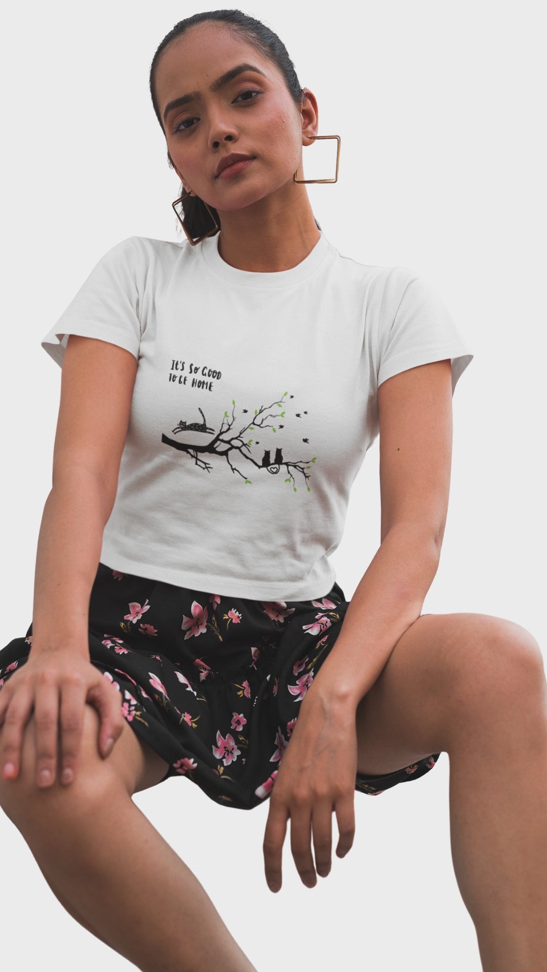 Women’s It’s So Good to Be Home cat graphic crop top by Merch4Good