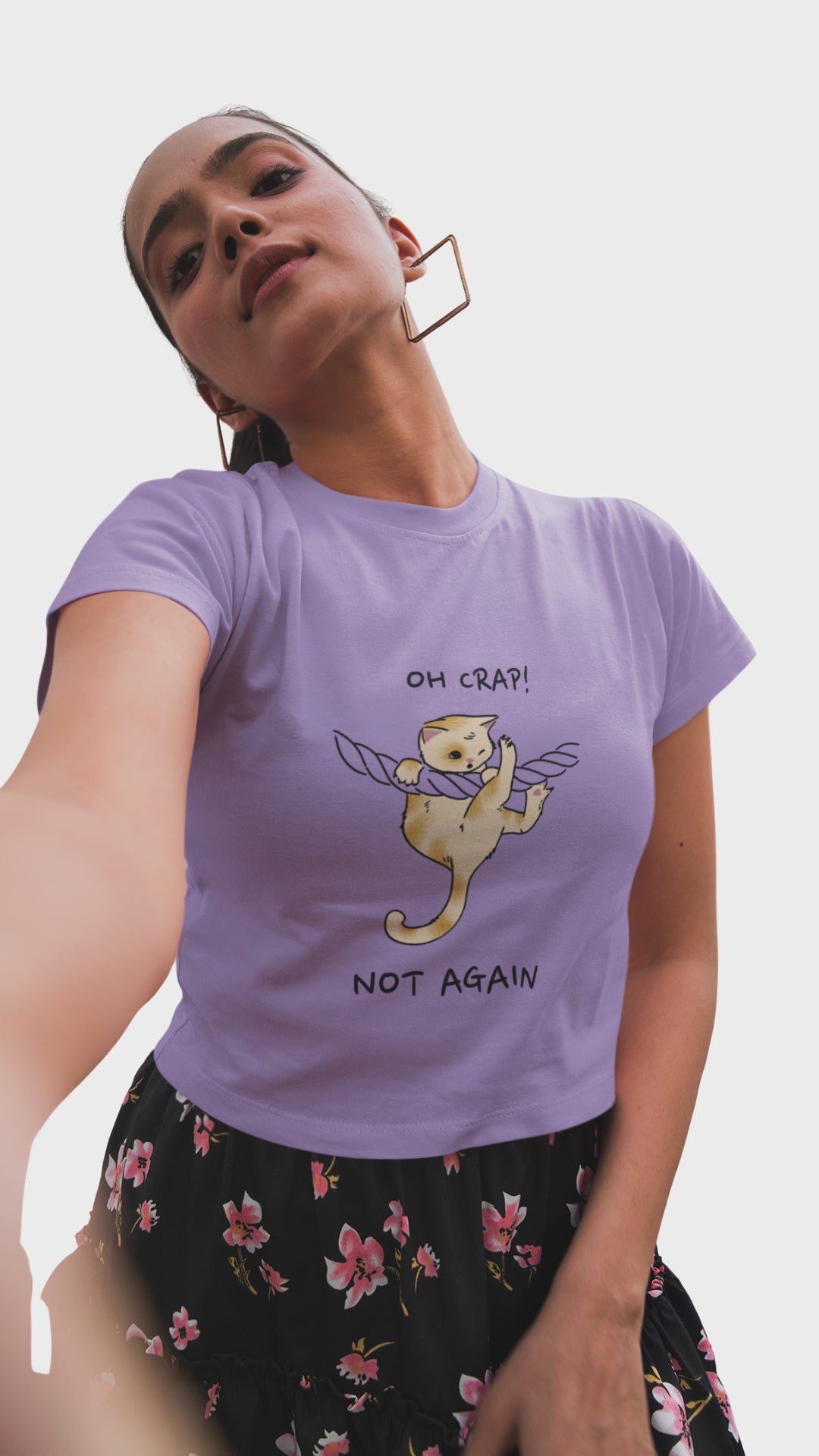 Women’s Oh Crap Not Again cat graphic crop top by Merch4Good